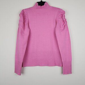French Connection Size S Pink High Neck Long Puff Sleeve Stretch Top Sweater